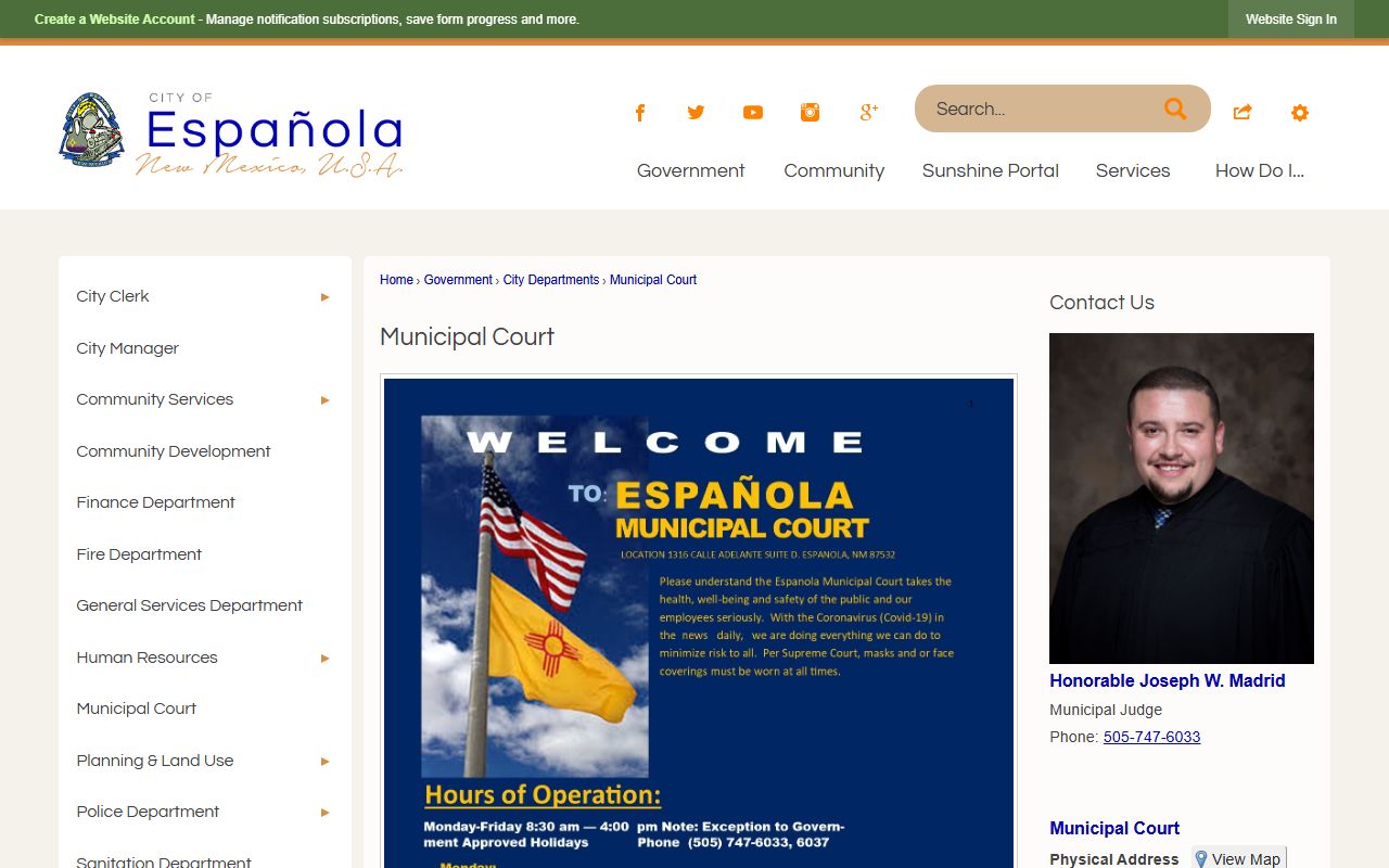Rio Arriba County court dockets Espanola Municipal Court schedule page