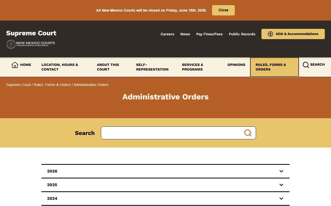 Rio Arriba County court records Supreme Court administrative orders access policy