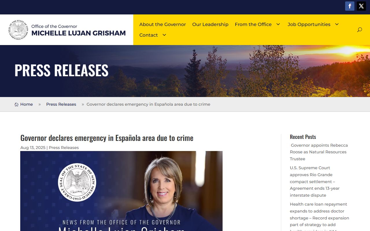 Rio Arriba County criminal court records governor emergency declaration source