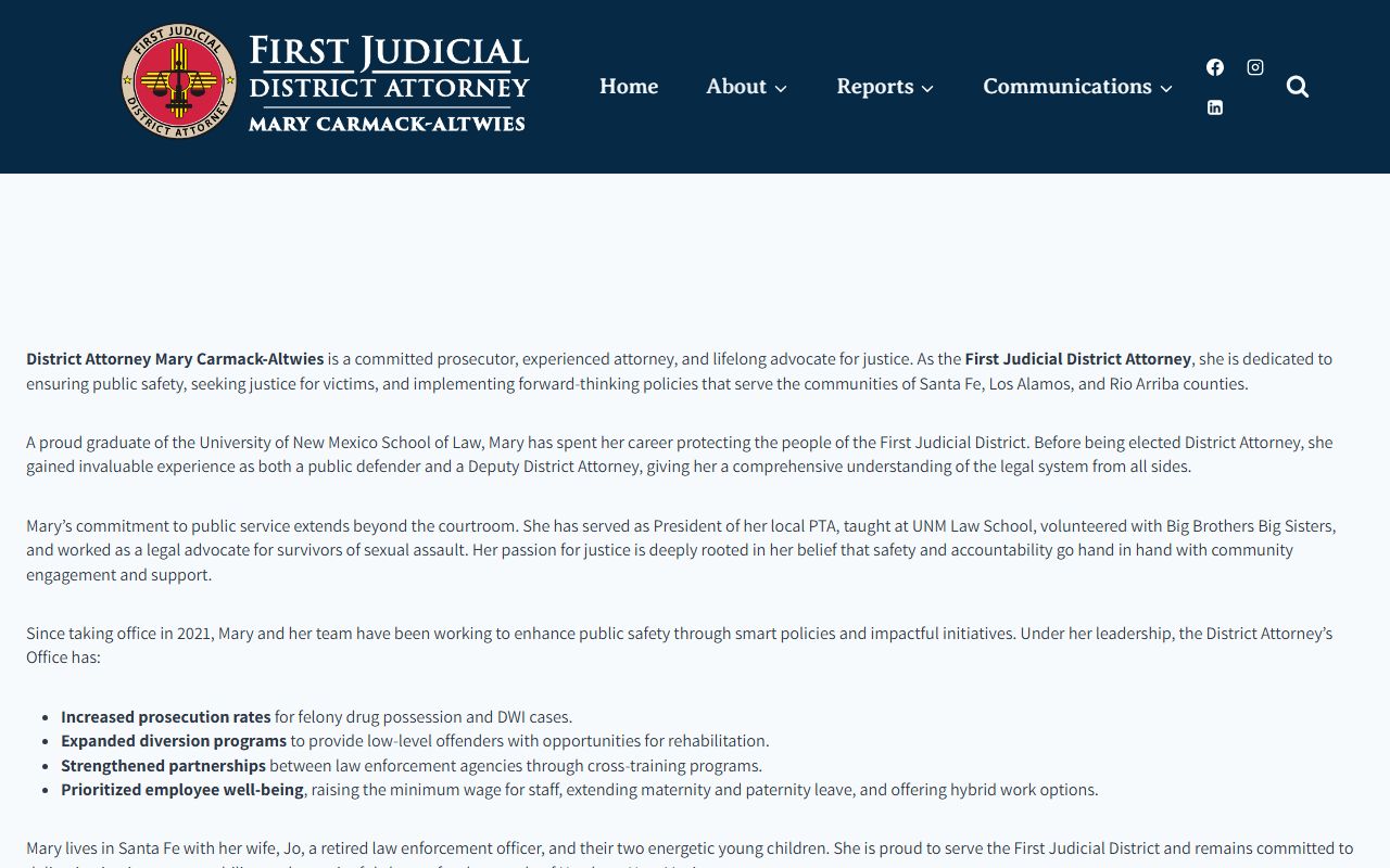 Rio Arriba County District Court First Judicial District Attorney about page