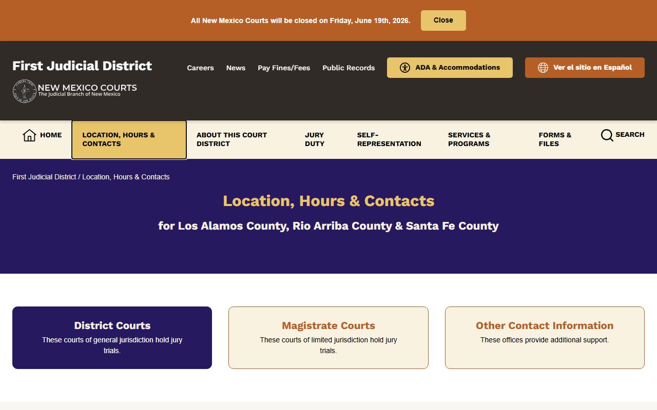 Rio Arriba County court records First District location contacts