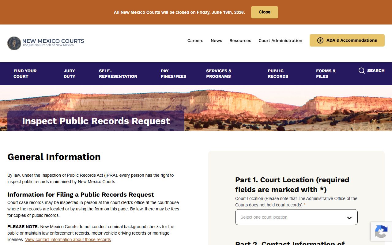 Rio Arriba County court records New Mexico Courts IPRA form