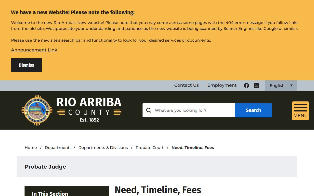 Rio Arriba County probate records timeline and fees