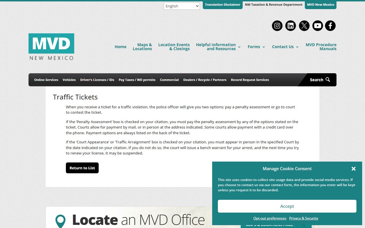 Rio Arriba County traffic court records New Mexico MVD traffic ticket information