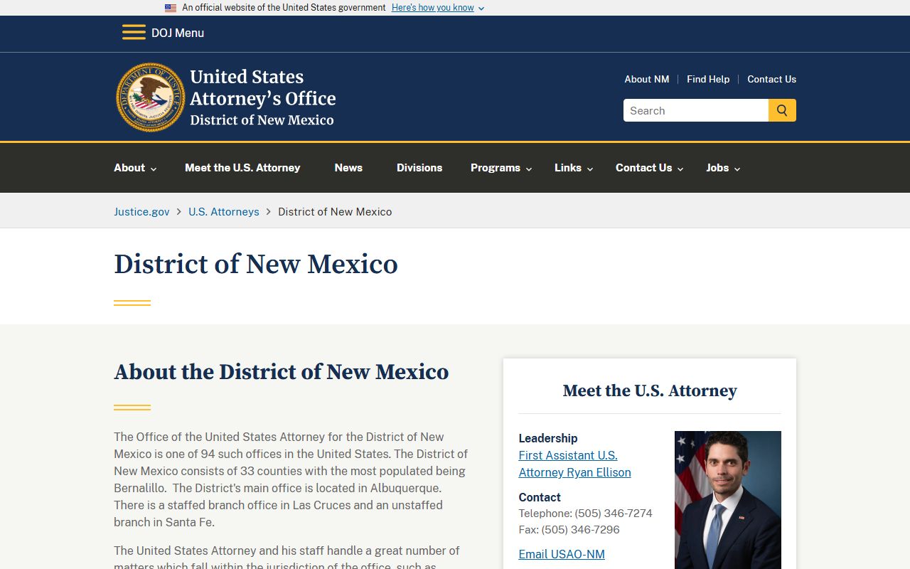 Rio Arriba County warrant search U.S. Attorney source page